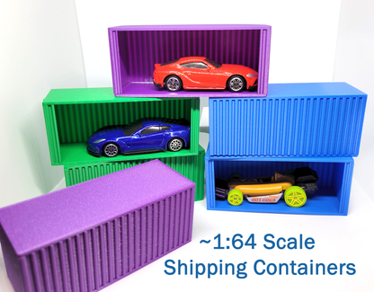 1:64 Scale Shipping Container for 1-64 Scale Model, Common Toy Cars, and Die Cast Replica Cars (3D Printed)